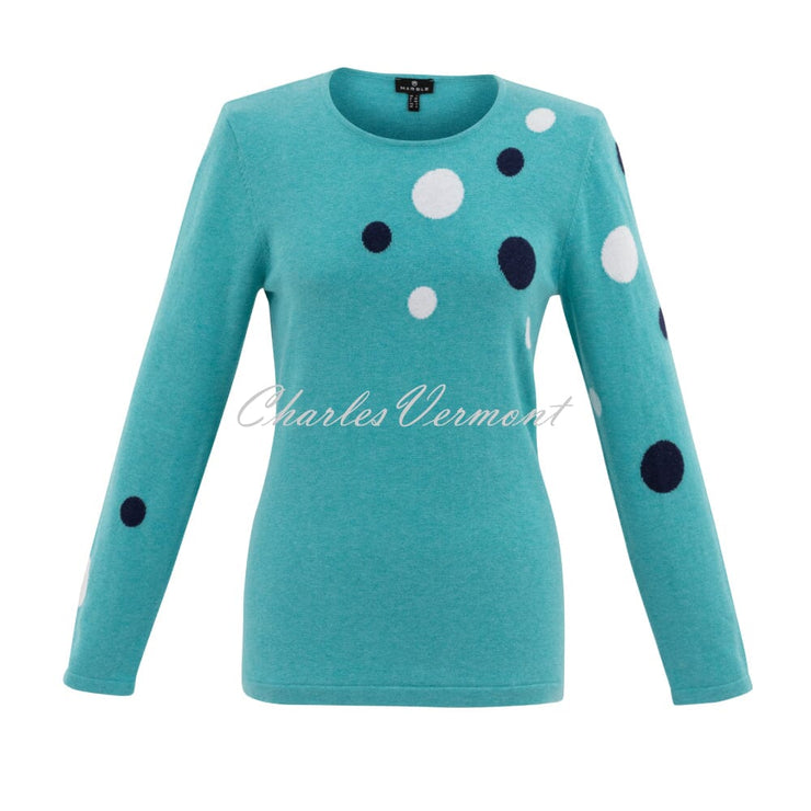 Marble Spot Sweater - Style 7464-151 (Aqua / Navy / White)