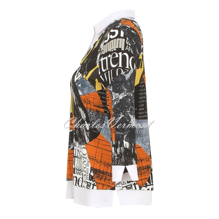 Dolcezza 'Newspaper' 2-in-1 Sweater With Shirt Insert - Style 74661
