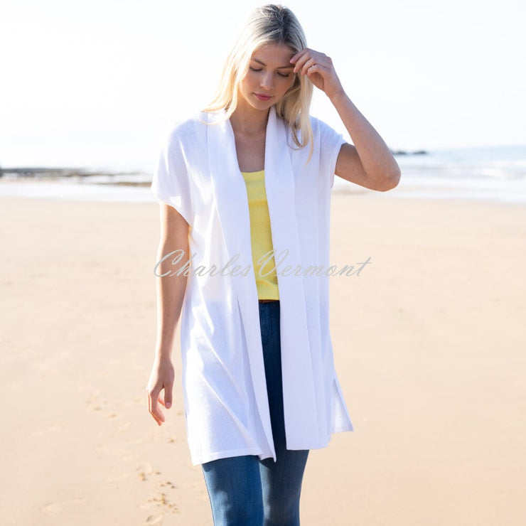 Marble Longline Cover-up Cardigan - Style 7466-102 (White)