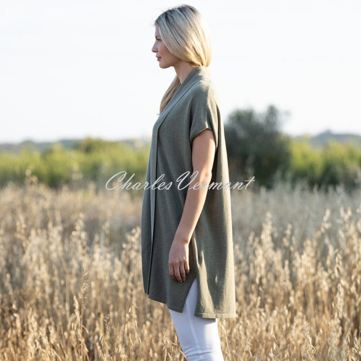 Marble Longline Cover-up Cardigan - Style 7466-123 (Khaki)