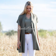 Marble Longline Cover-up Cardigan - Style 7466-123 (Khaki)