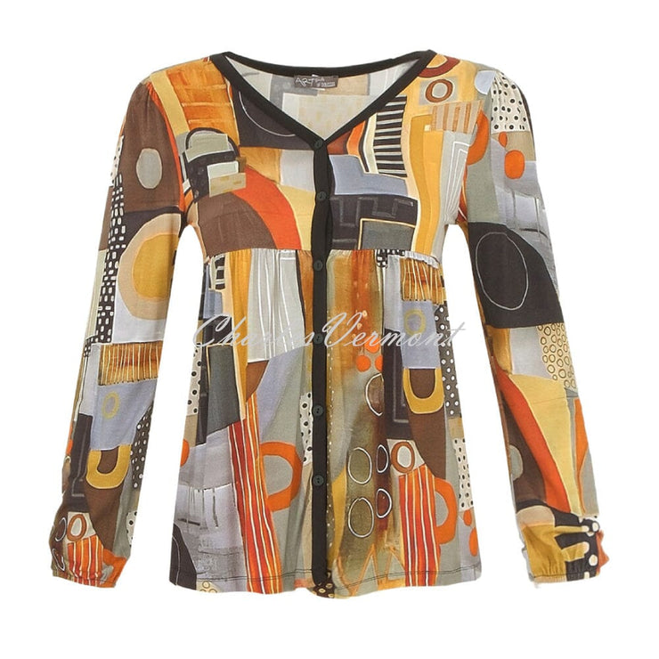 Dolcezza 'Life Is A Rollercoaster' V-Neck Button Top - Style 74713