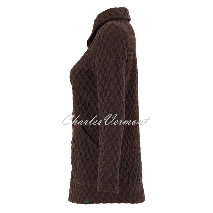 Dolcezza 'Basket Weave' Patterned Zip Jacket - Style 75183 (Brown)
