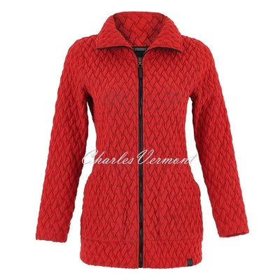 Dolcezza 'Basket Weave' Patterned Zip Jacket - Style 75183 (Red)