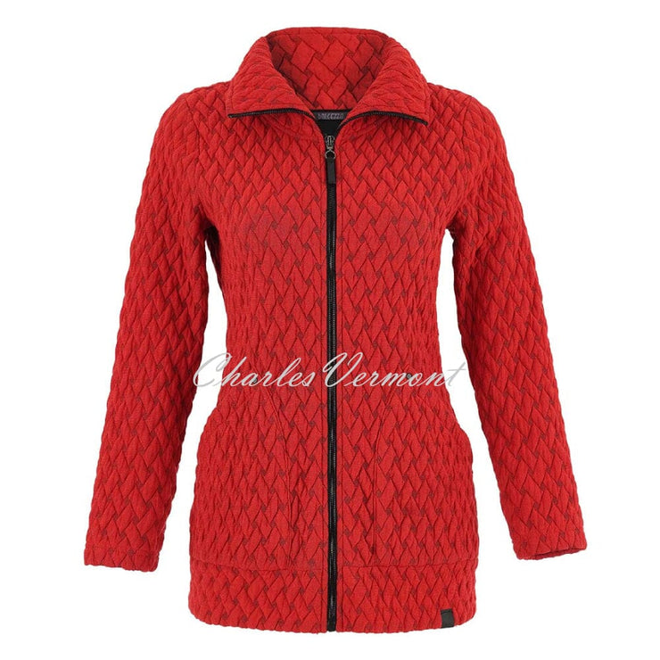 Dolcezza 'Basket Weave' Patterned Zip Jacket - Style 75183 (Red)