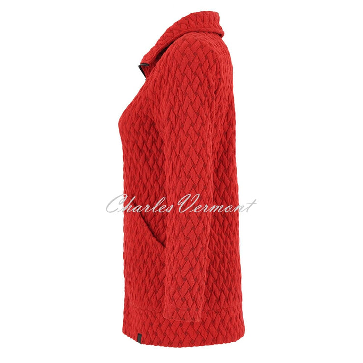 Dolcezza 'Basket Weave' Patterned Zip Jacket - Style 75183 (Red)