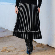 Marble Striped Pleated Knit Skirt - Style 7532-101 (Black / White)