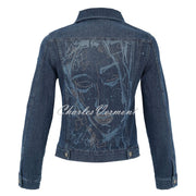 Dolcezza 'Baisti' Rhinestone Denim Jacket With Face Print Design  - Style 75401