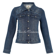 Dolcezza 'Baisti' Rhinestone Denim Jacket With Face Print Design  - Style 75401