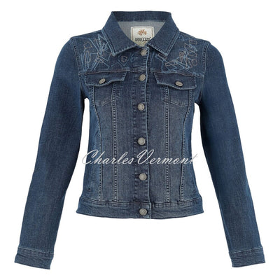 Dolcezza 'Baisti' Rhinestone Denim Jacket With Face Print Design  - Style 75401