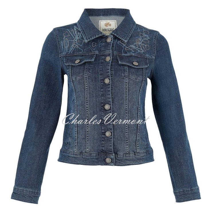 Dolcezza 'Baisti' Rhinestone Denim Jacket With Face Print Design  - Style 75401