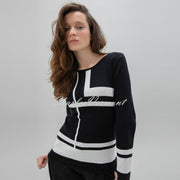 Marble Striped Sweater - Style 7552-101 (Black / Ivory)