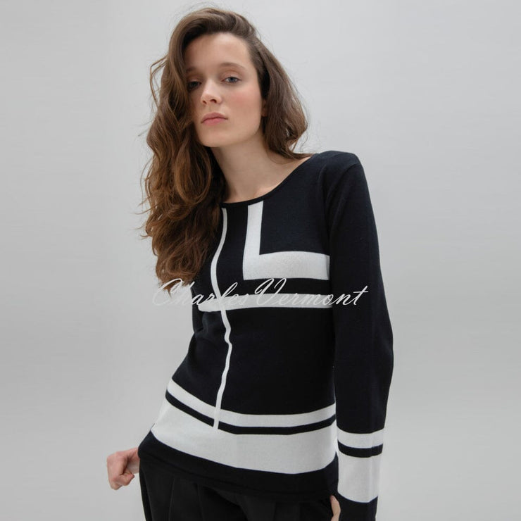 Marble Striped Sweater - Style 7552-101 (Black / Ivory)