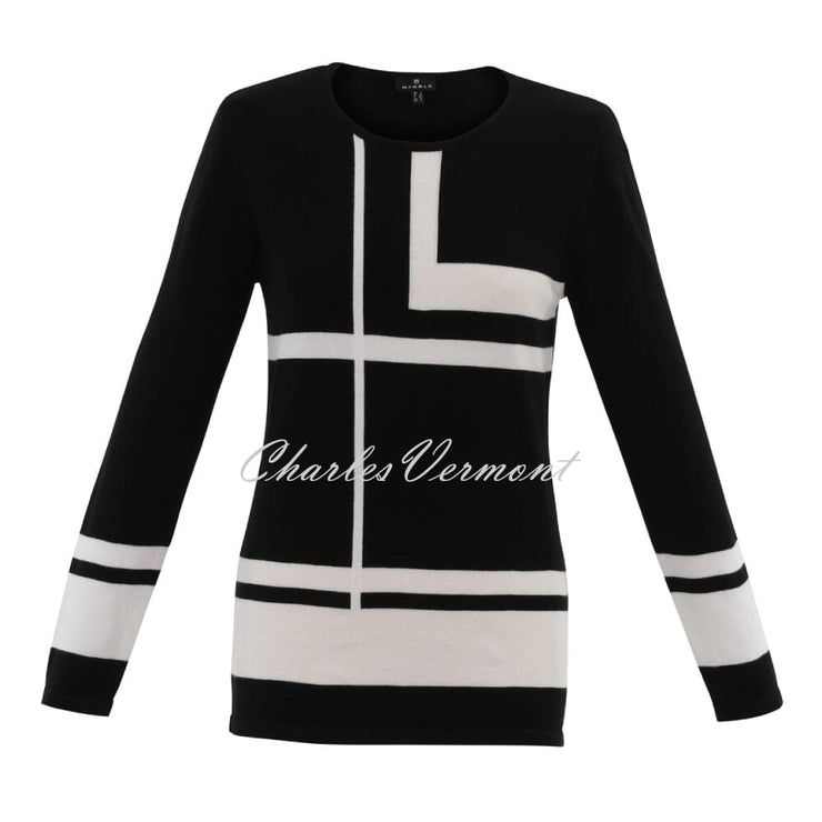 Marble Striped Sweater - Style 7552-101 (Black / Ivory)