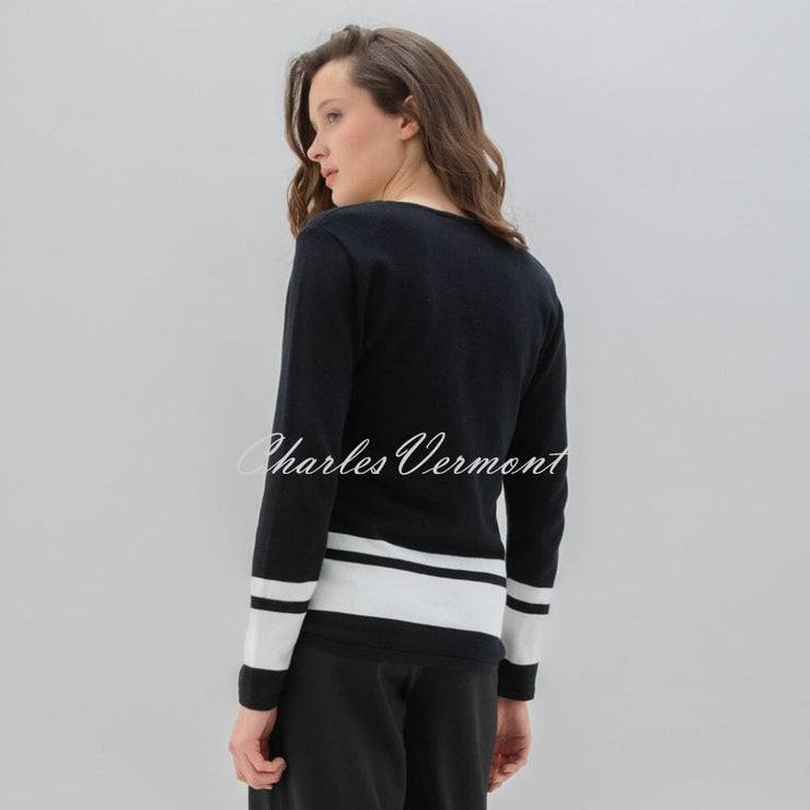 Marble Striped Sweater - Style 7552-101 (Black / Ivory)
