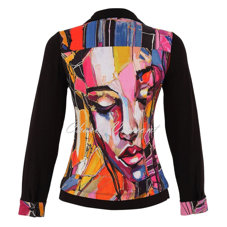 Dolcezza 'Baisti' Jersey Blouse With Abstract Face Print - Style 75623