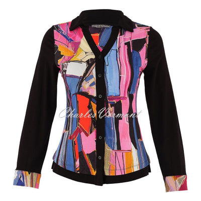 Dolcezza 'Baisti' Jersey Blouse With Abstract Face Print - Style 75623
