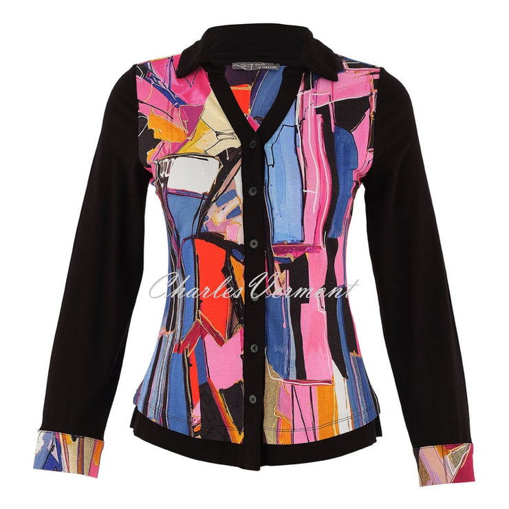Dolcezza 'Baisti' Jersey Blouse With Abstract Face Print - Style 75623