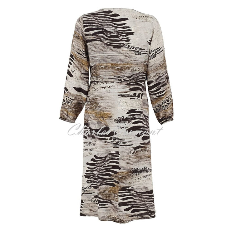 Dolcezza 'Unbalanced' V-Neck Dress With Waist Tie - Style 75686