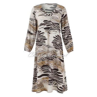 Dolcezza 'Unbalanced' V-Neck Dress With Waist Tie - Style 75686