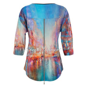 Dolcezza 'The Blue City' Top With Zip Back - Style 75713