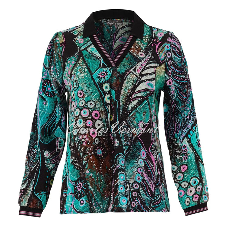Dolcezza 'Enchanted Island' V-Neck Top With Collar - Style 75723