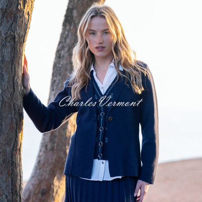 Marble Knit Blazer Jacket - Style 7597-103 (Navy)