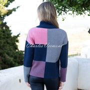 Marble Check Knit Patterned Sweater - Style 7628-230 (Rose / Navy)