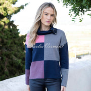 Marble Check Knit Patterned Sweater - Style 7628-230 (Rose / Navy)