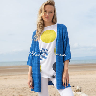 Marble Patterned Longline Cardigan - Style 7814-153 (Cobalt)