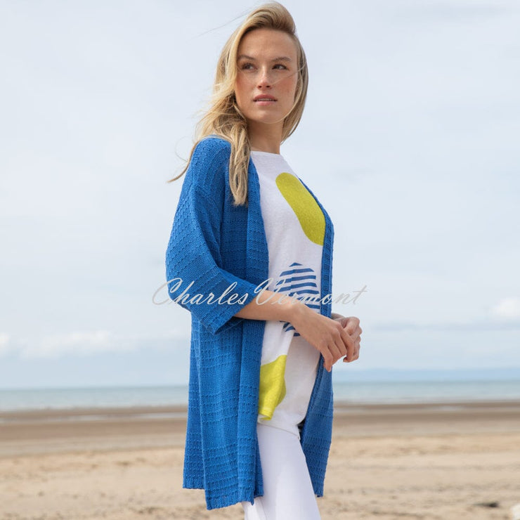 Marble Patterned Longline Cardigan - Style 7814-153 (Cobalt)