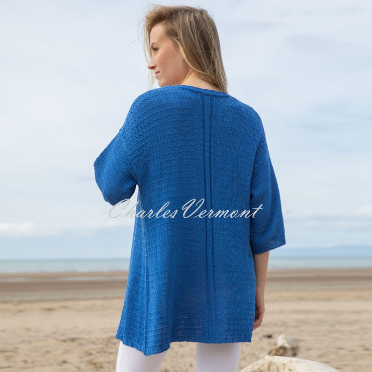 Marble Patterned Longline Cardigan - Style 7814-153 (Cobalt)