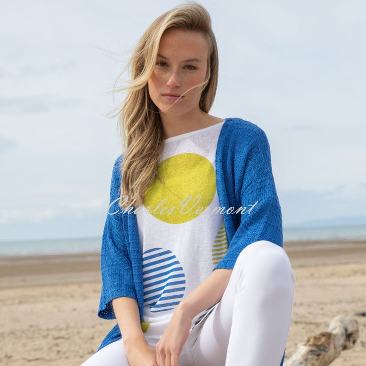 Marble Patterned Longline Cardigan - Style 7814-153 (Cobalt)