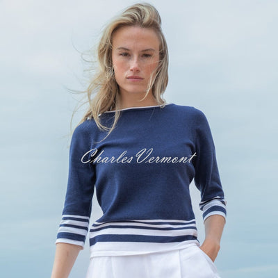 Marble Sweater - Style 7826-103 (Navy / White)