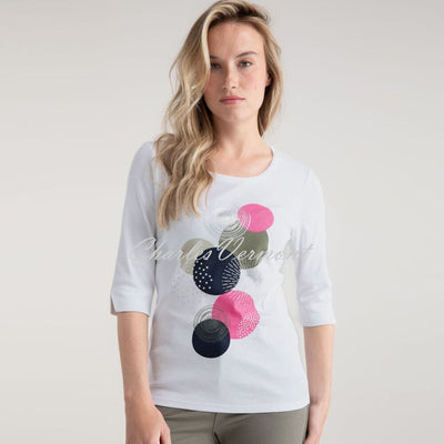 Marble Circle Print Top - Style 7836-194 (Pink / Multi)