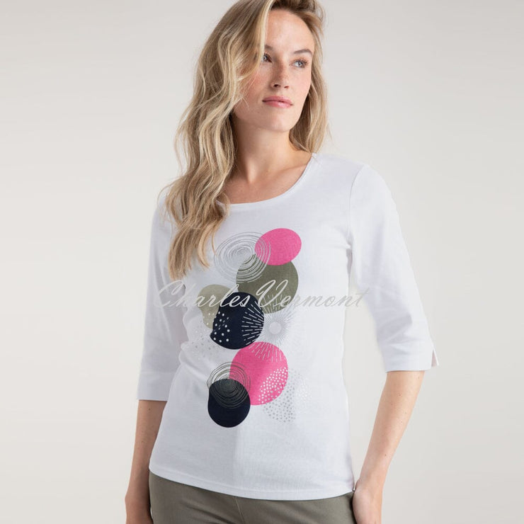 Marble Circle Print Top - Style 7836-194 (Pink / Multi)