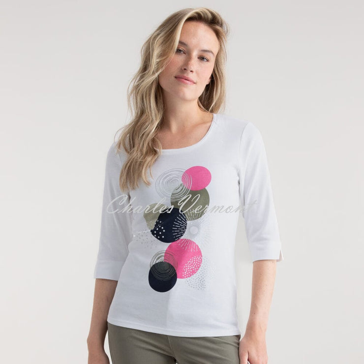 Marble Circle Print Top - Style 7836-194 (Pink / Multi)