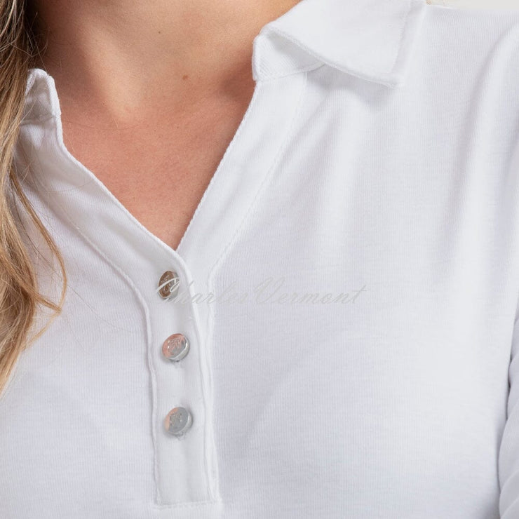 Marble Polo Style Top - Style 7838-102 (White)