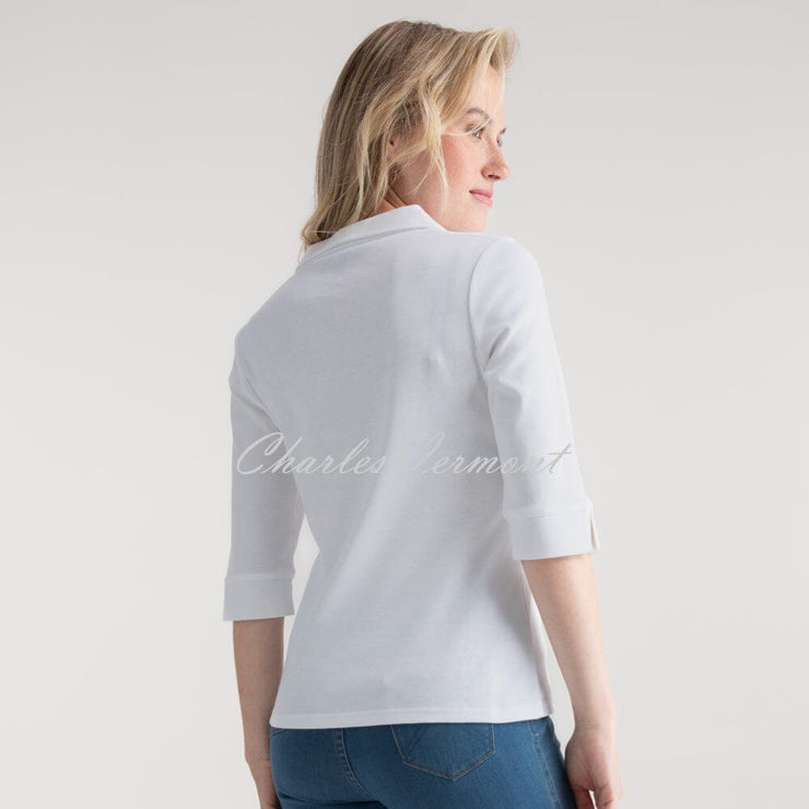 Marble Polo Style Top - Style 7838-102 (White)
