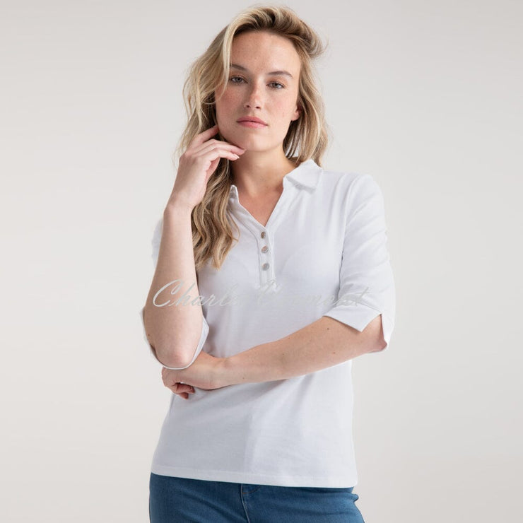 Marble Polo Style Top - Style 7838-102 (White)