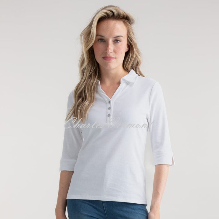 Marble Polo Style Top - Style 7838-102 (White)