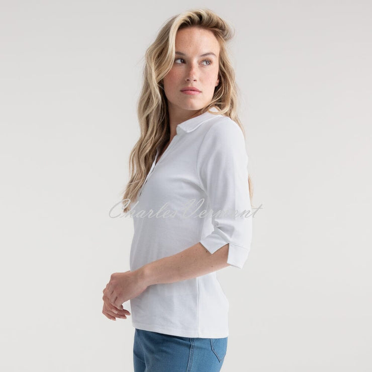 Marble Polo Style Top - Style 7838-102 (White)