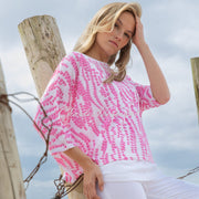 Marble Abstract Print Two Piece Top And Camisole - Style 7850-194 (Pink / White)