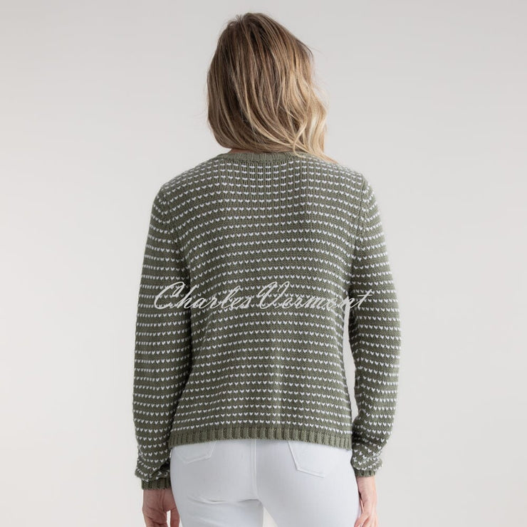 Marble Cardigan With Love Heart Pattern - Style 7880-123 (Khaki)