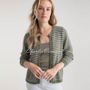 Marble Cardigan With Love Heart Pattern - Style 7880-123 (Khaki)