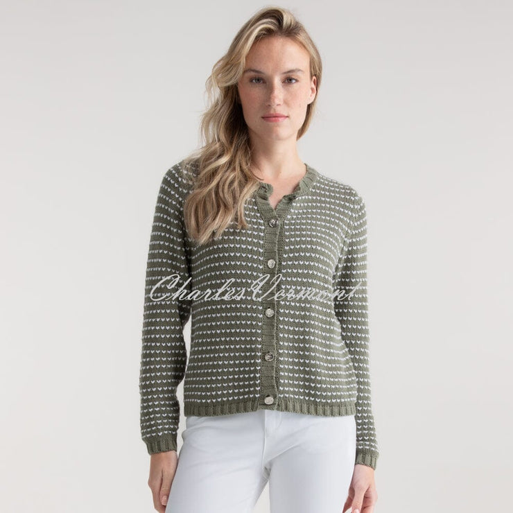 Marble Cardigan With Love Heart Pattern - Style 7880-123 (Khaki)