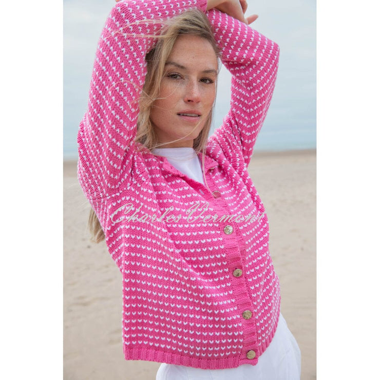 Marble Cardigan With Love Heart Pattern - Style 7880-194 (Pink)