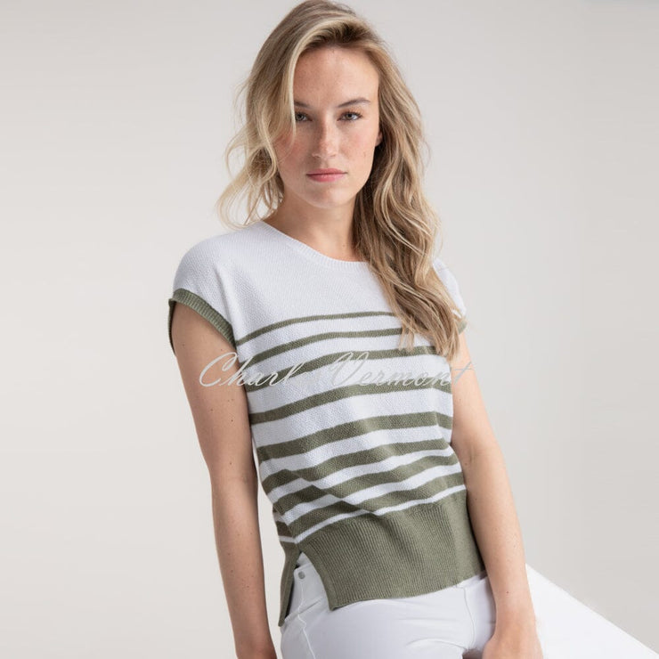 Marble Striped Sweater Top - Style 7881-123 (Khaki)