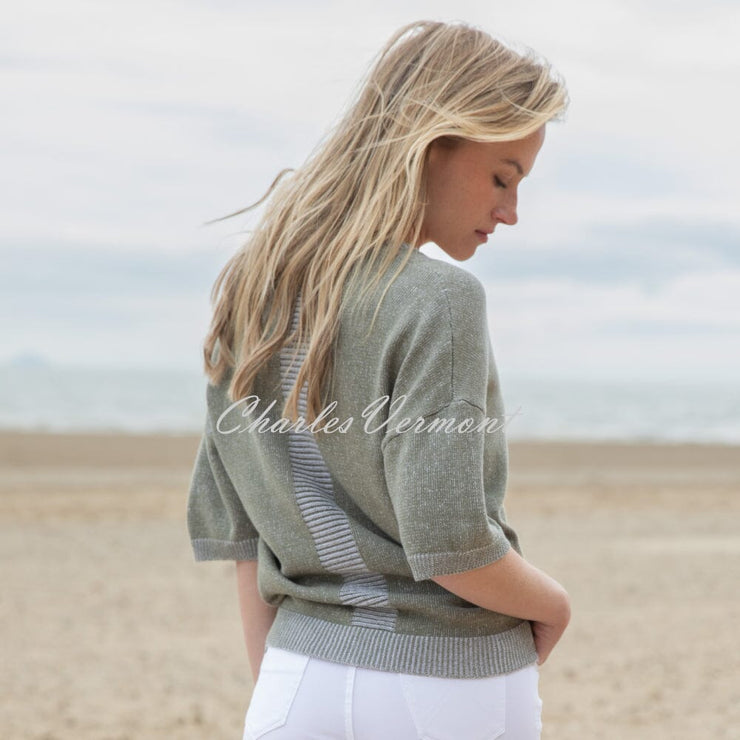 Marble V-Neck Sweater - Style 7884-123 (Khaki)