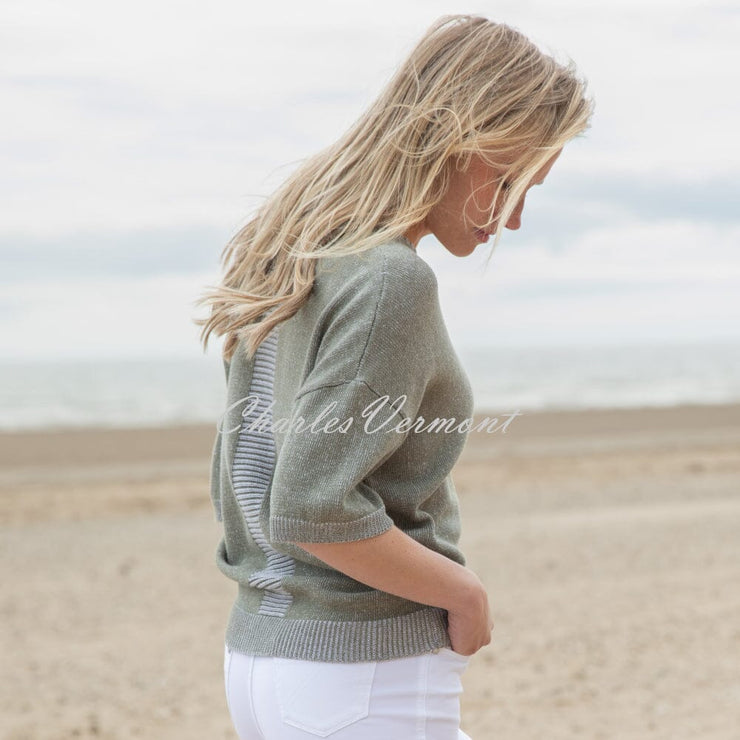 Marble V-Neck Sweater - Style 7884-123 (Khaki)